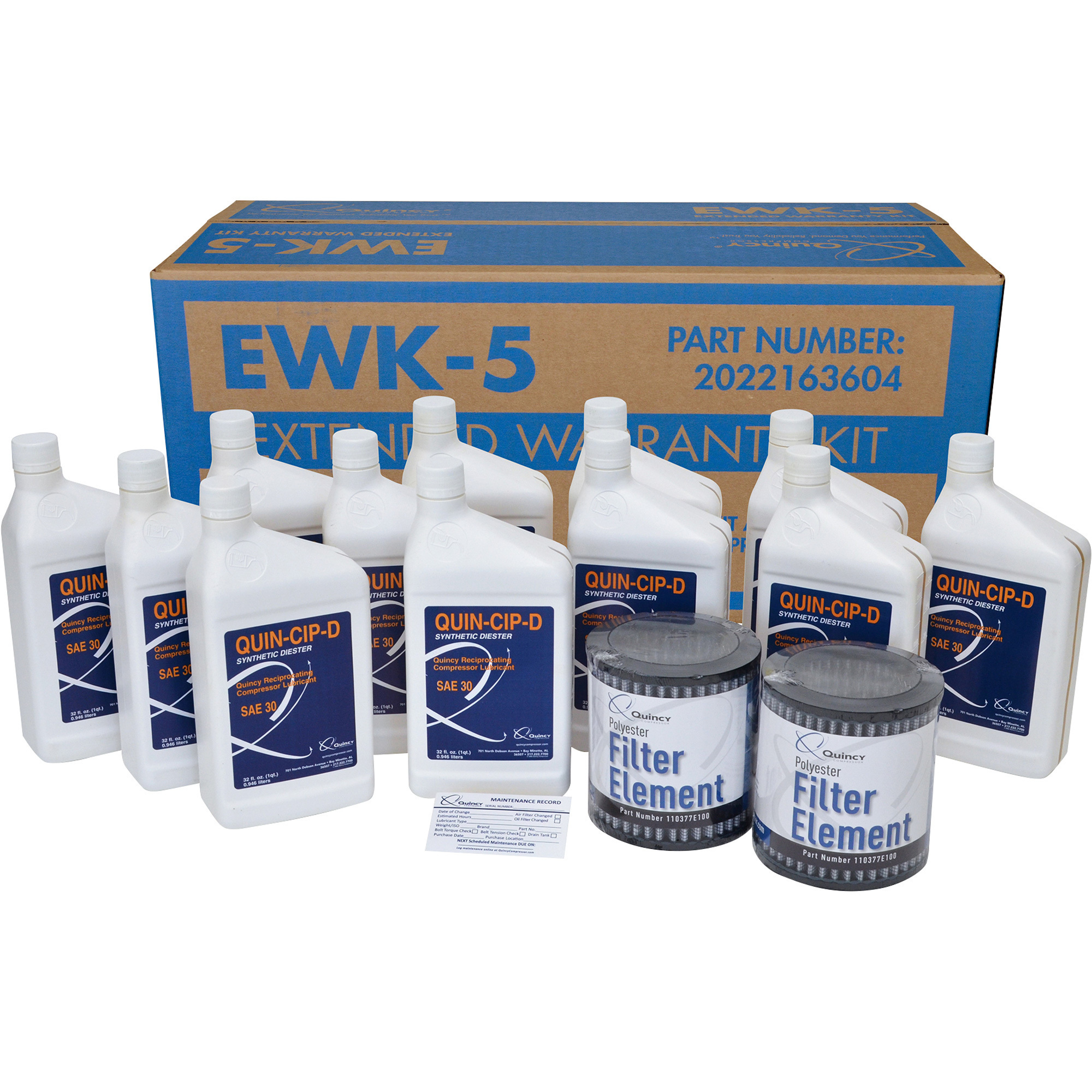 Quincy Extended Support and Maintenance Kit, For Quincy QT 15 HP, 120 Gallon Splash Lubricated Reciprocating Compressors, Model# EWK-5